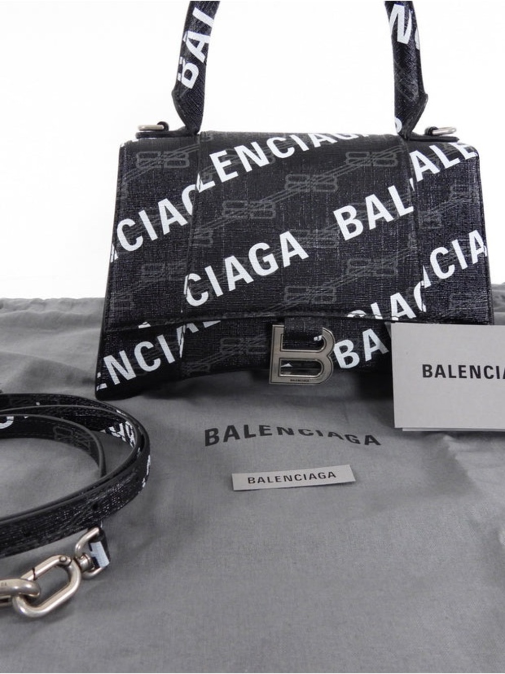 Balenciaga Pre-Owned-Black BB Monogram Hourglass Printed Small Leather Satchel